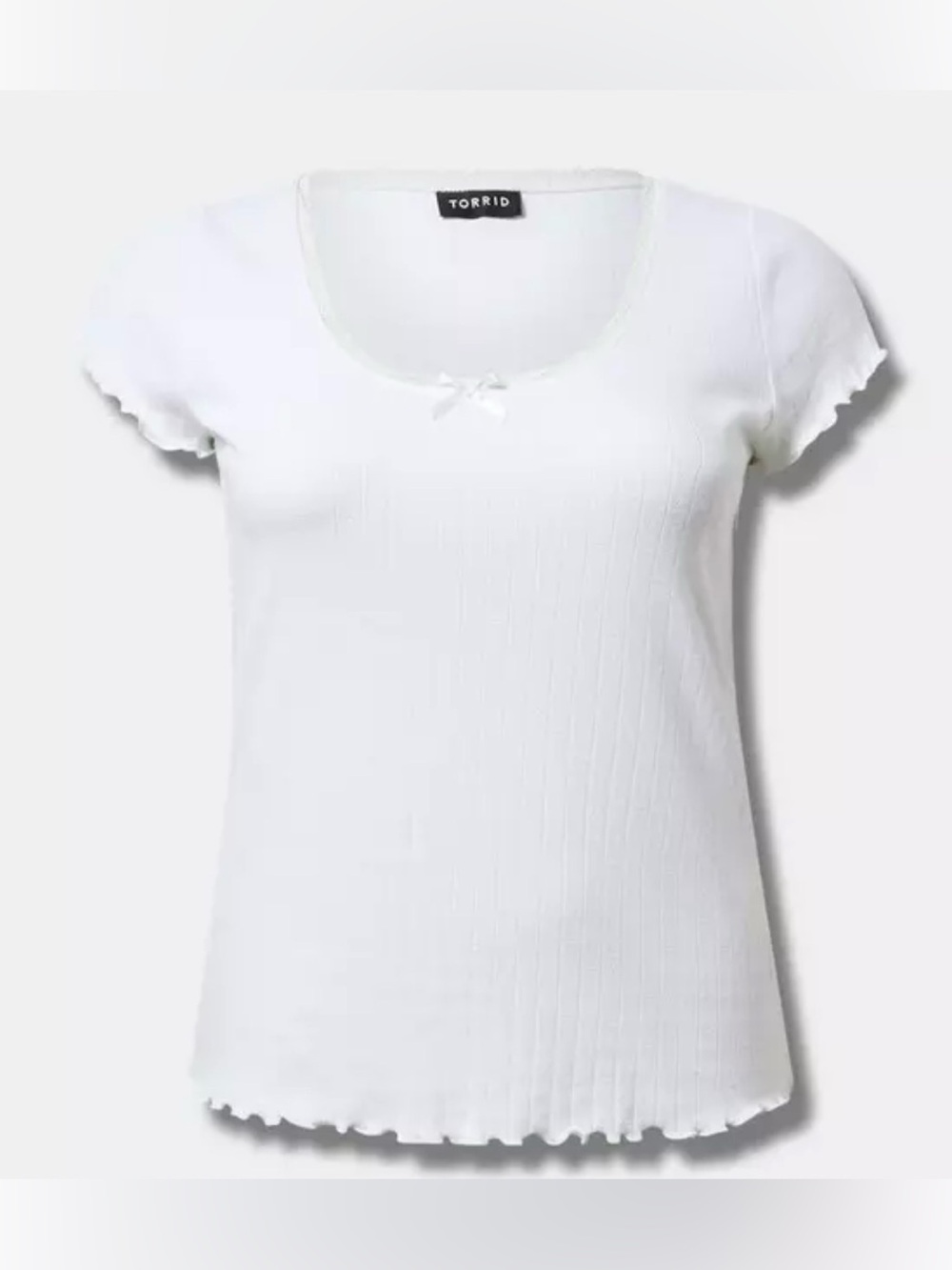 Torrid Lace Trim Pointelle Scallop Edge White Top Size 00